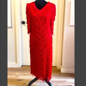 Red dress with frills